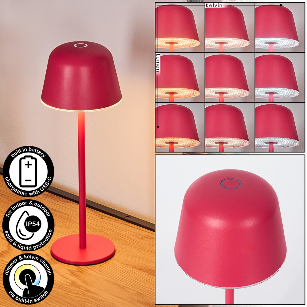 Asen Lámpara de mesa de exterior, Lámparas de mesa LED Rosa, 1 luz main product photo