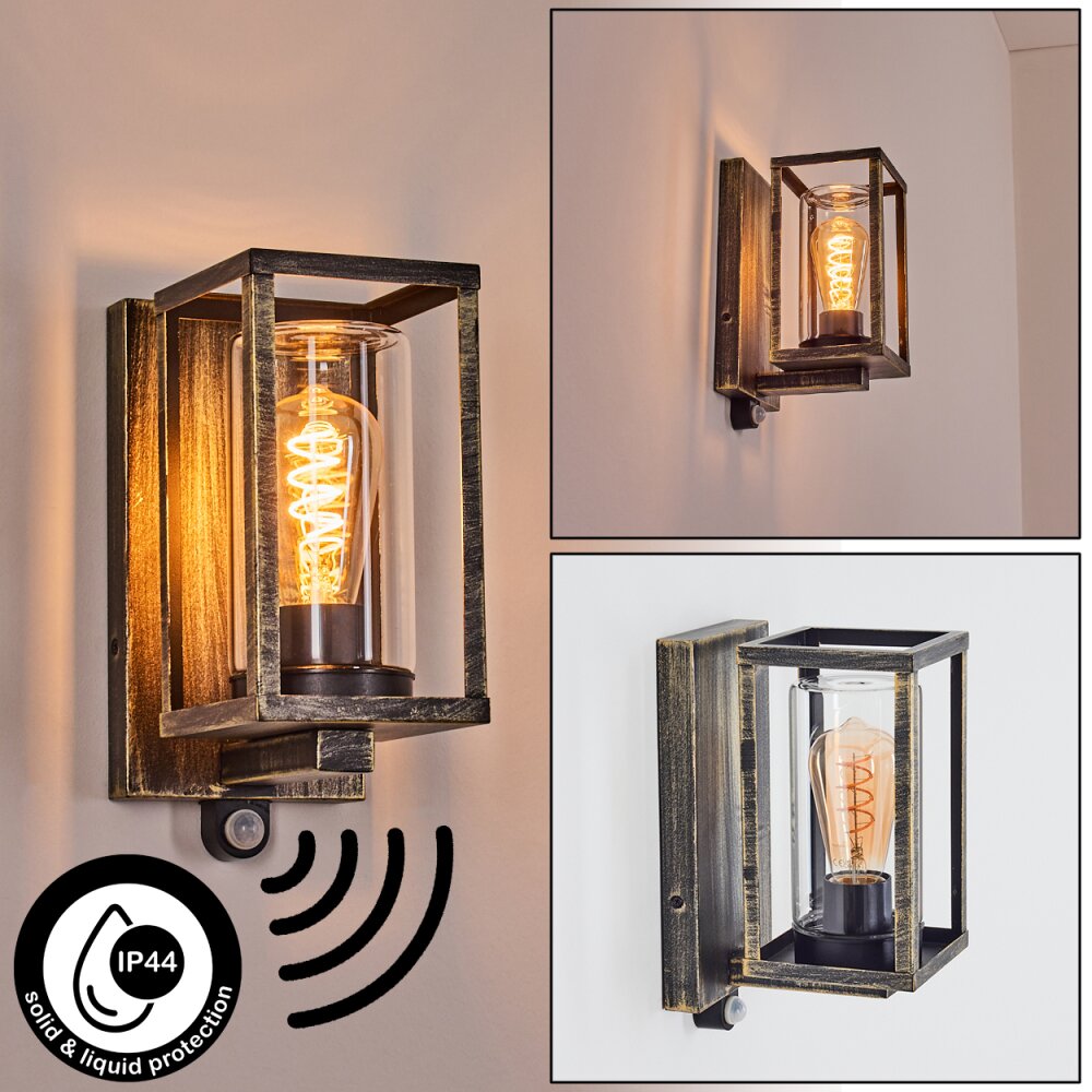 Portalis Aplique de exterior dorado, Negro, 1 luz main product photo