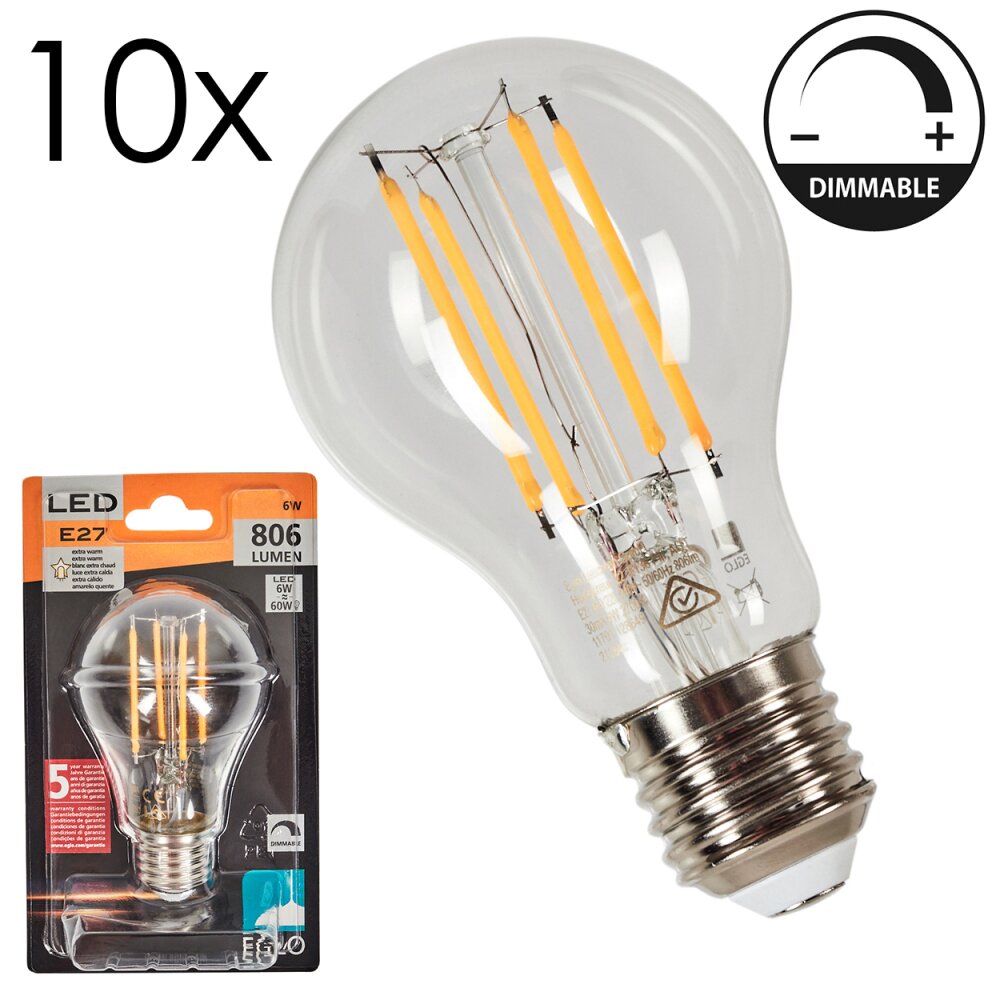 E27 LED 6 Watt blanco cálido regulable 806 Lumen main product photo