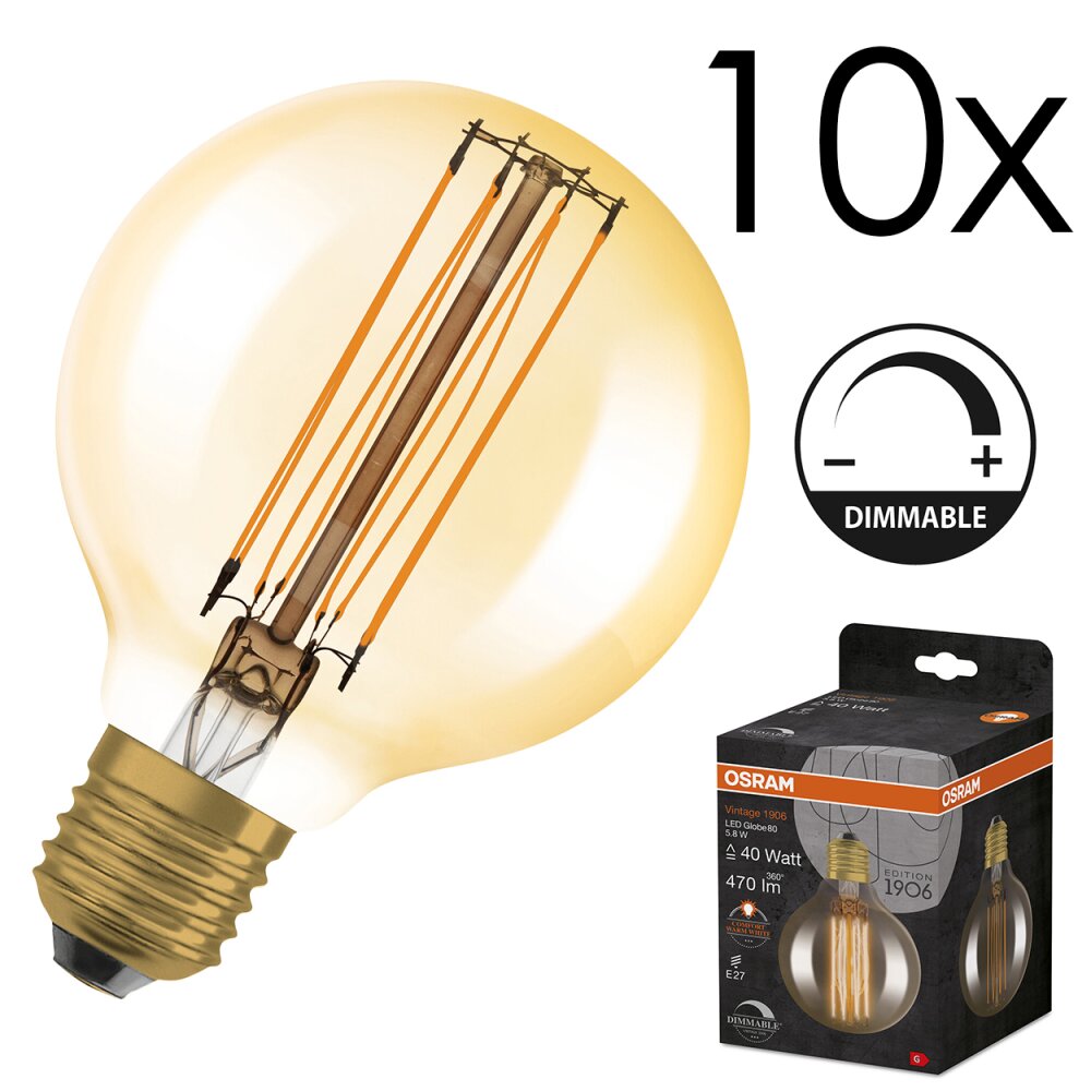 E27 LED 5.8 Watt blanco cálido regulable 470 Lumen main product photo