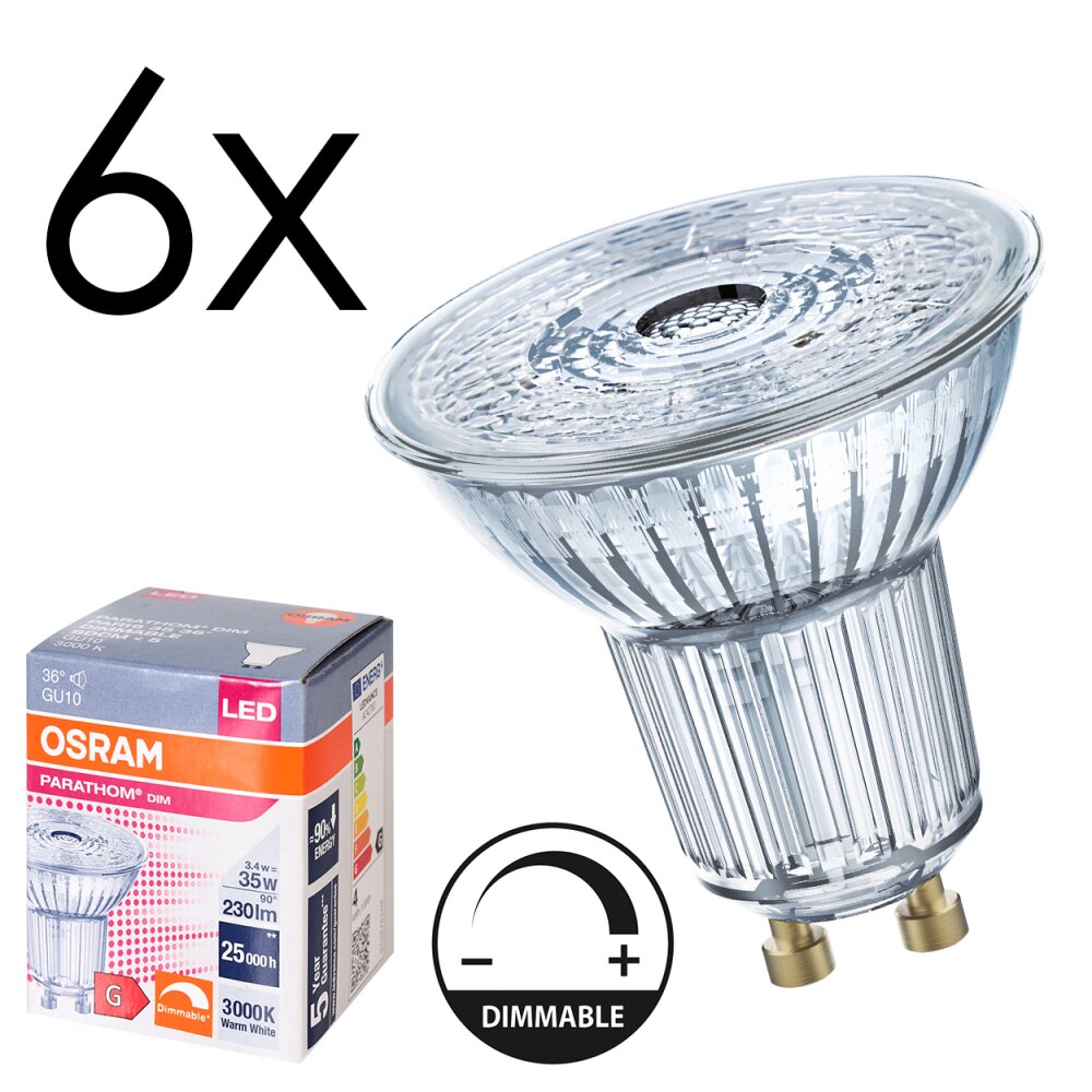 GU10 LED 3.4 Watt blanco cálido regulable 230 Lumen main product photo