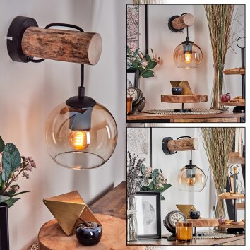 Koyoto Luminarias esféricas, Apliques 24 cm Crudo, Negro, 1 luz