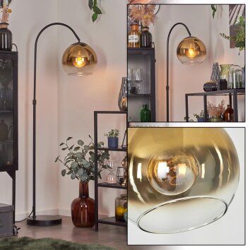 Koyoto Luminarias esféricas, Lámpara de pie, Lámparas de pie tipo arco dorado, Transparente, 1 luz