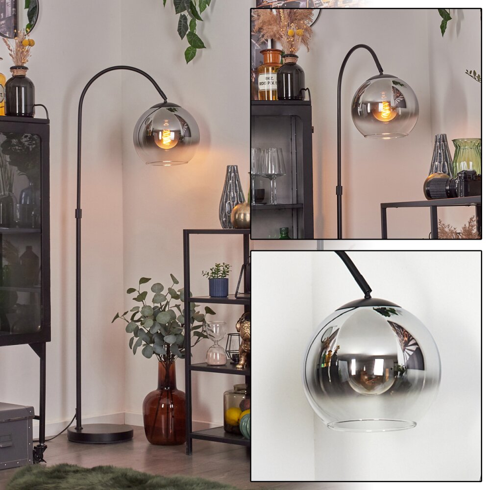 Koyoto Luminarias esféricas, Lámpara de pie Cromo, Transparente, Ahumado, 1 luz main product photo