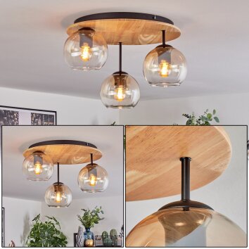 Koyoto Plafones, Luminarias esféricas Crudo, Negro, 3 luces