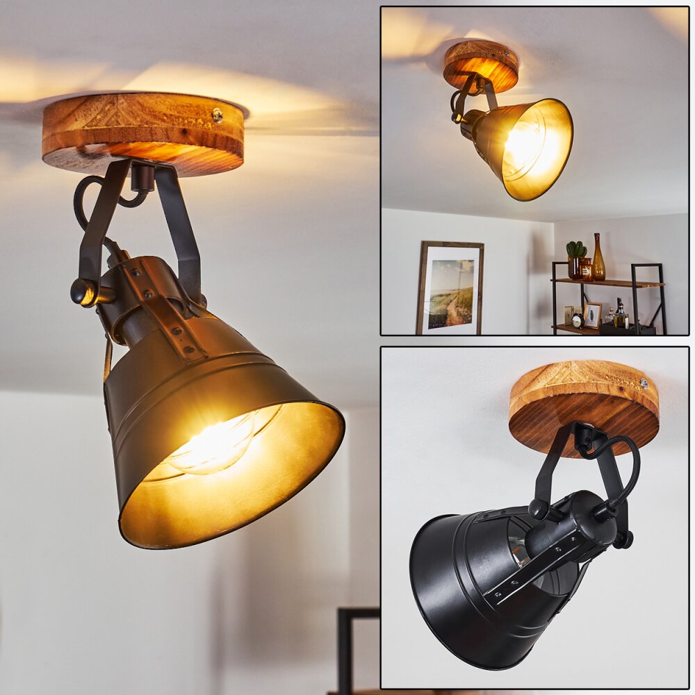 Berkeley Lámpara de Techo Madera oscura, Negro, 1 luz main product photo