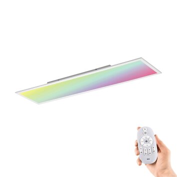 Leuchten-Direkt FLAT Lámpara de techo LED Blanca, 1 luz, Mando a distancia, Cambia de color