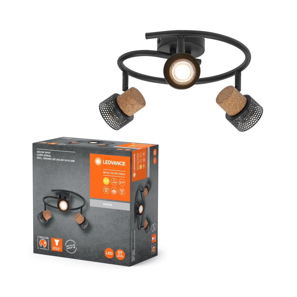 Lámparas Ledvance Spot Plafones LED Negro, 3 luces main product photo