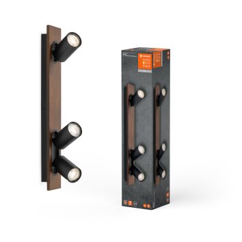 Lámparas Ledvance Spot Plafones, Spot techo LED Color madera, Negro, 3 luces