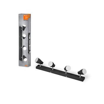 Lámparas Ledvance Spot Plafones, Spot techo LED Negro, 4 luces