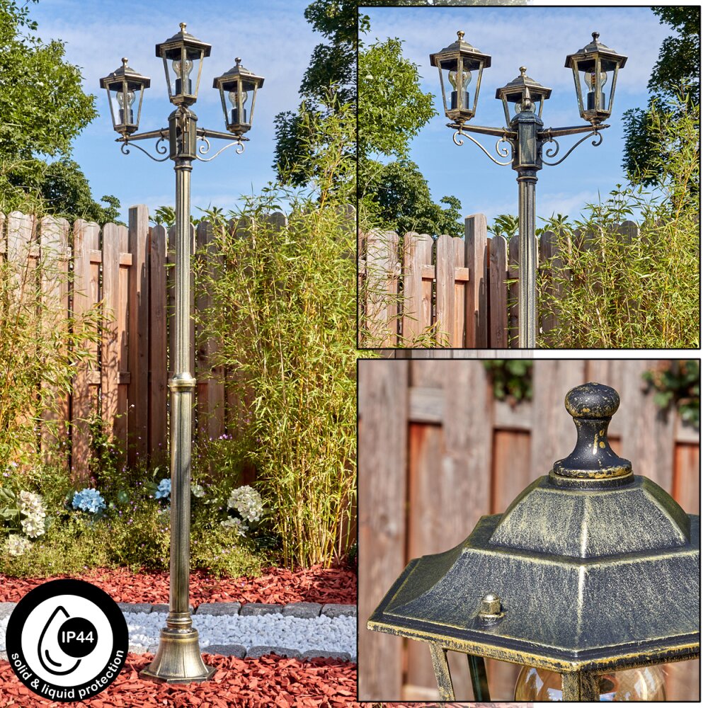 Loria Iluminación exterior, Candelabro, Iluminación de caminos Marrón, dorado, 3 luces main product photo