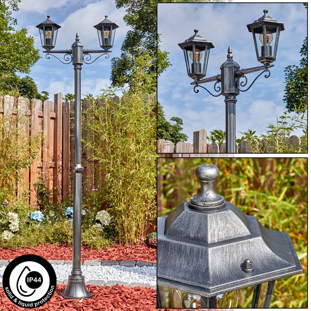 Loria Iluminación exterior, Candelabro, Iluminación de caminos Negro, Plata, 2 luces main product photo