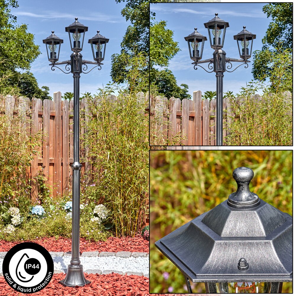 Loria Iluminación exterior, Candelabro, Iluminación de caminos Negro, Plata, 3 luces main product photo