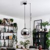 Gastor Lámparas suspendidas, Luminarias esféricas 30 cm Cromo, Transparente, Ahumado, 1 luz
