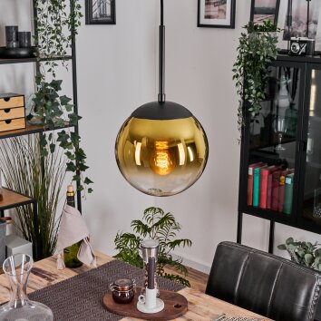 Gastor Lámparas suspendidas, Luminarias esféricas 20 cm dorado, Transparente, 1 luz