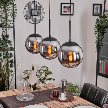 Gastor Lámparas suspendidas, Luminarias esféricas Cromo, Ahumado, 3 luces Gastor Lámparas suspendidas, Luminarias esféricas Cromo, Ahumado, 3 luces