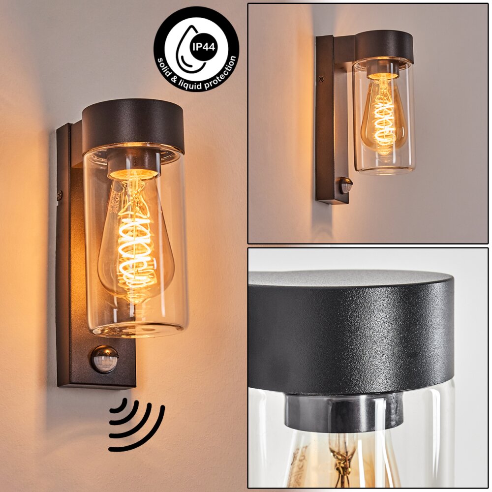 Encoberta Aplique de exterior Negro, 1 luz, Sensor de movimiento main product photo