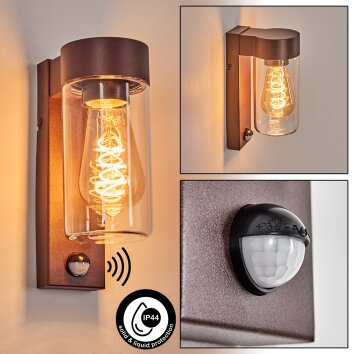 Encoberta Iluminación exterior, Aplique de exterior Color óxido, 1 luz, Sensor de movimiento