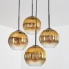 Koyoto Lámparas suspendidas, Luminarias esféricas 35 cm dorado, Transparente, 4 luces