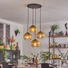 Koyoto Lámparas suspendidas, Luminarias esféricas 35 cm dorado, Transparente, 4 luces