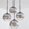Koyoto Lámparas suspendidas, Luminarias esféricas 35 cm Transparente, Ahumado, 4 luces