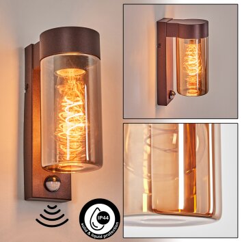 Encoberta Iluminación exterior, Aplique de exterior Color óxido, 1 luz, Sensor de movimiento