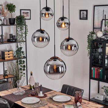 Gastor Lámparas suspendidas, Luminarias esféricas 45 cm Negro, 5 luces