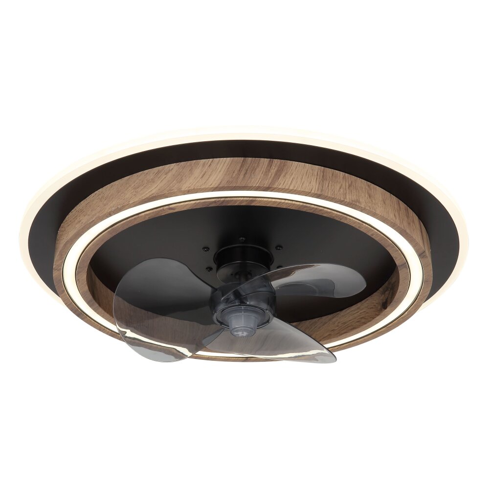 Lámparas Globo Lighting Bozan lámpara ventilador de techo LED Crudo, Negro, 1 luz, Mando a distancia main product photo