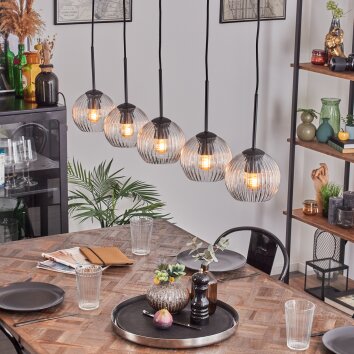 Koyoto Luminarias esféricas, Lámparas colgantes Negro, 5 luces