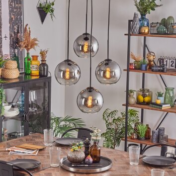 Koyoto Lámparas suspendidas, Luminarias esféricas Transparente, Ahumado, 4 luces