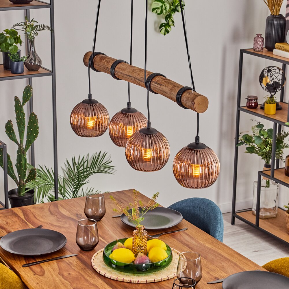Koyoto Lámparas suspendidas, Luminarias esféricas, Lámparas colgantes Crudo, Negro, 4 luces main product photo