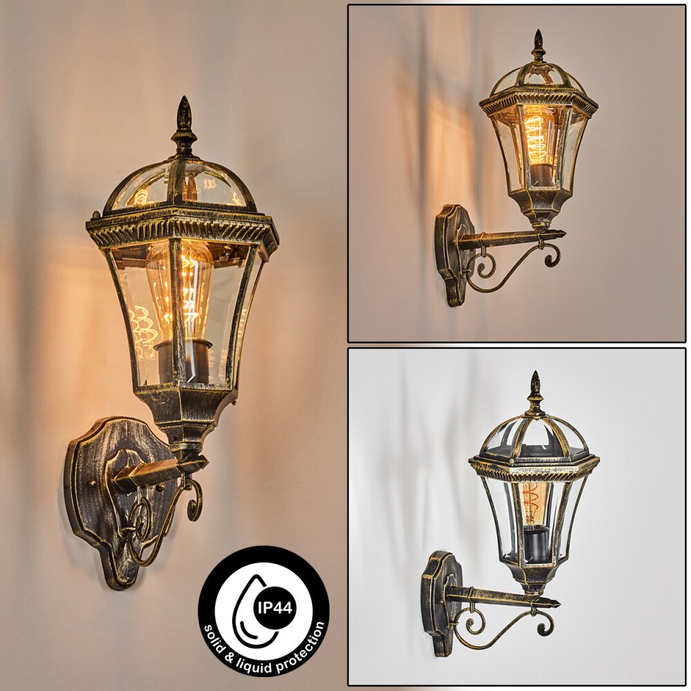 Lavajo Iluminación exterior, Aplique de exterior dorado, Negro, 1 luz main product photo