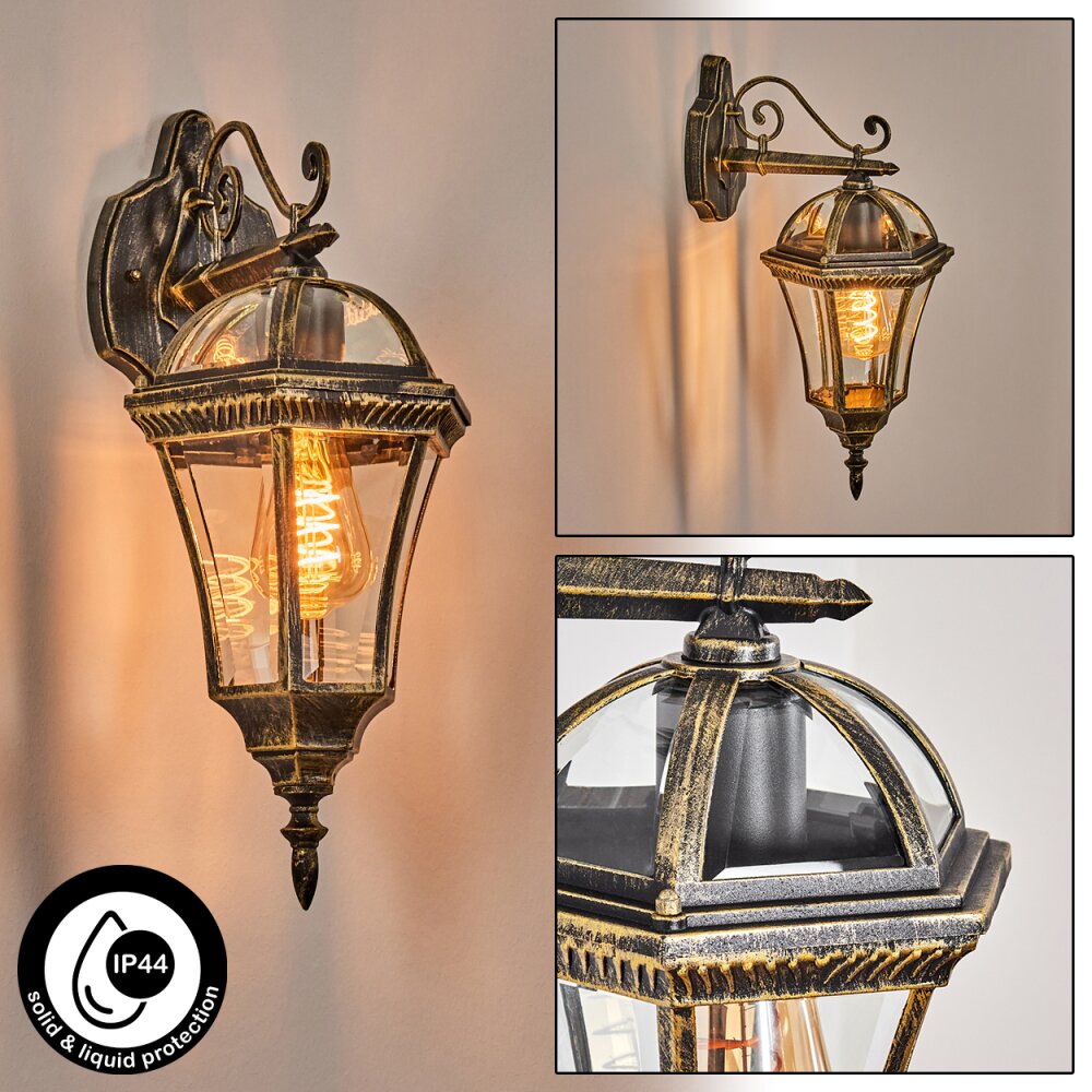 Lavajo Iluminación exterior, Aplique de exterior dorado, Negro, 1 luz main product photo