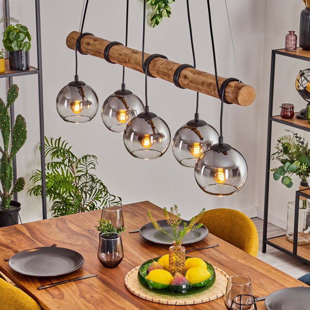 Koyoto Lámparas suspendidas, Luminarias esféricas, Lámparas colgantes Crudo, Negro, 5 luces main product photo