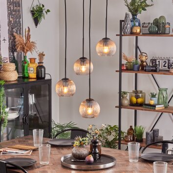 Koyoto Lámparas suspendidas, Luminarias esféricas, Lámparas colgantes Colores ámbar, Transparente, 4 luces