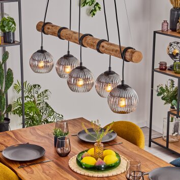 Koyoto Lámparas suspendidas, Luminarias esféricas, Lámparas colgantes Crudo, Negro, 5 luces