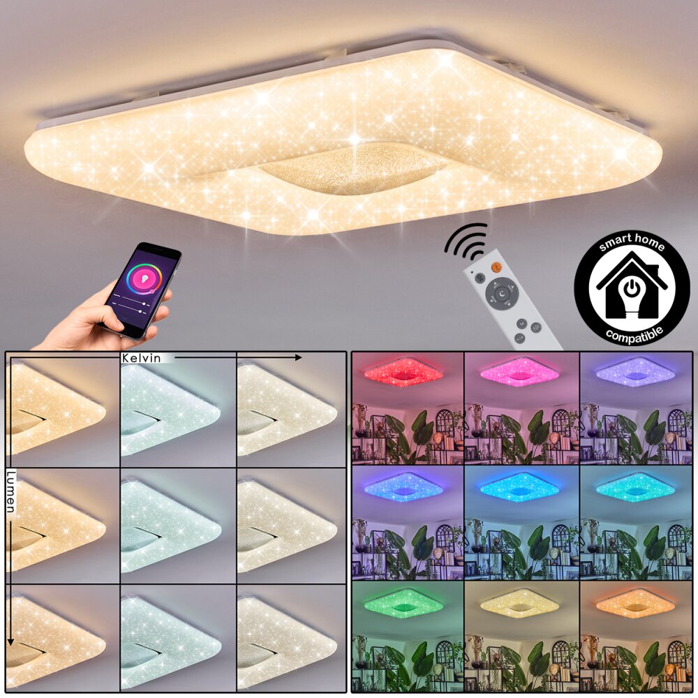 Flavlev Plafones LED Plata, Blanca, 1 luz, Mando a distancia main product photo