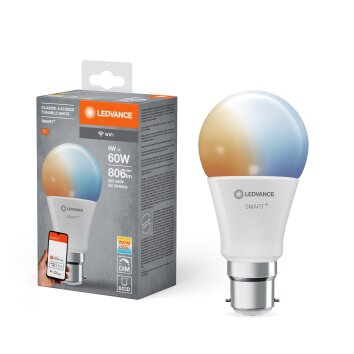 Lámparas Ledvance B22d 9 Watt blanco cálido regulable 806 Lumen