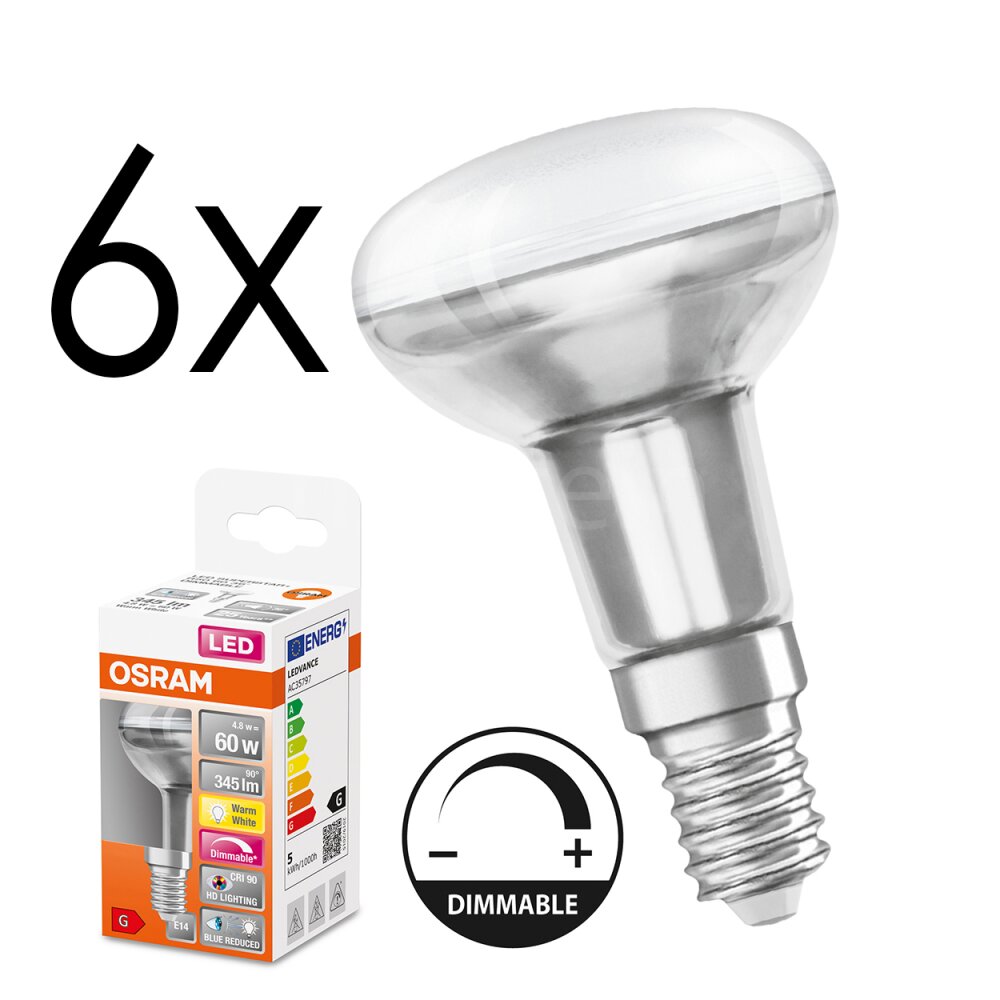 E14 LED 4.8 Watt blanco cálido regulable 345 Lumen main product photo