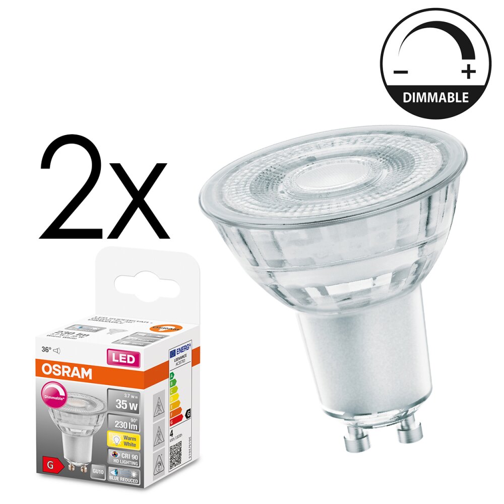 GU10 LED 3.7 Watt blanco cálido regulable 230 Lumen main product photo