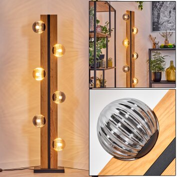 Chehalis Luminarias esféricas, Lámpara de pie Crudo, Negro, 6 luces