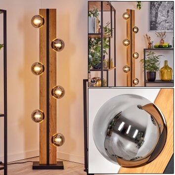 Chehalis Luminarias esféricas, Lámpara de pie Crudo, Negro, 6 luces