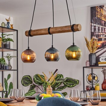 Koyoto Lámparas suspendidas, Luminarias esféricas, Lámparas colgantes Crudo, Negro, 3 luces