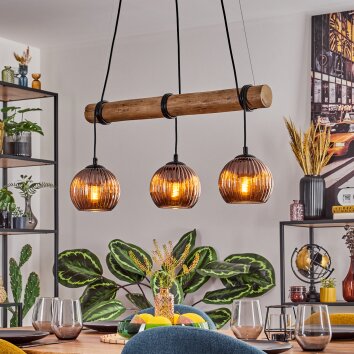 Koyoto Lámparas suspendidas, Luminarias esféricas, Lámparas colgantes Crudo, Negro, 3 luces