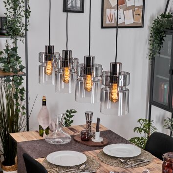 Hasvik Lámparas suspendidas, Lámparas colgantes Transparente, Ahumado, 4 luces