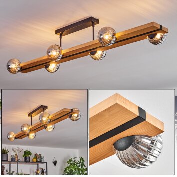 Chehalis Plafones, Luminarias esféricas Crudo, Negro, 6 luces