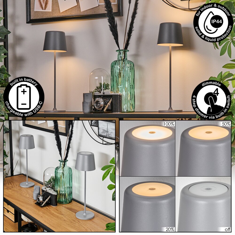 Belece Lámpara de mesa de exterior, Lámparas de mesa LED Gris, 1 luz main product photo
