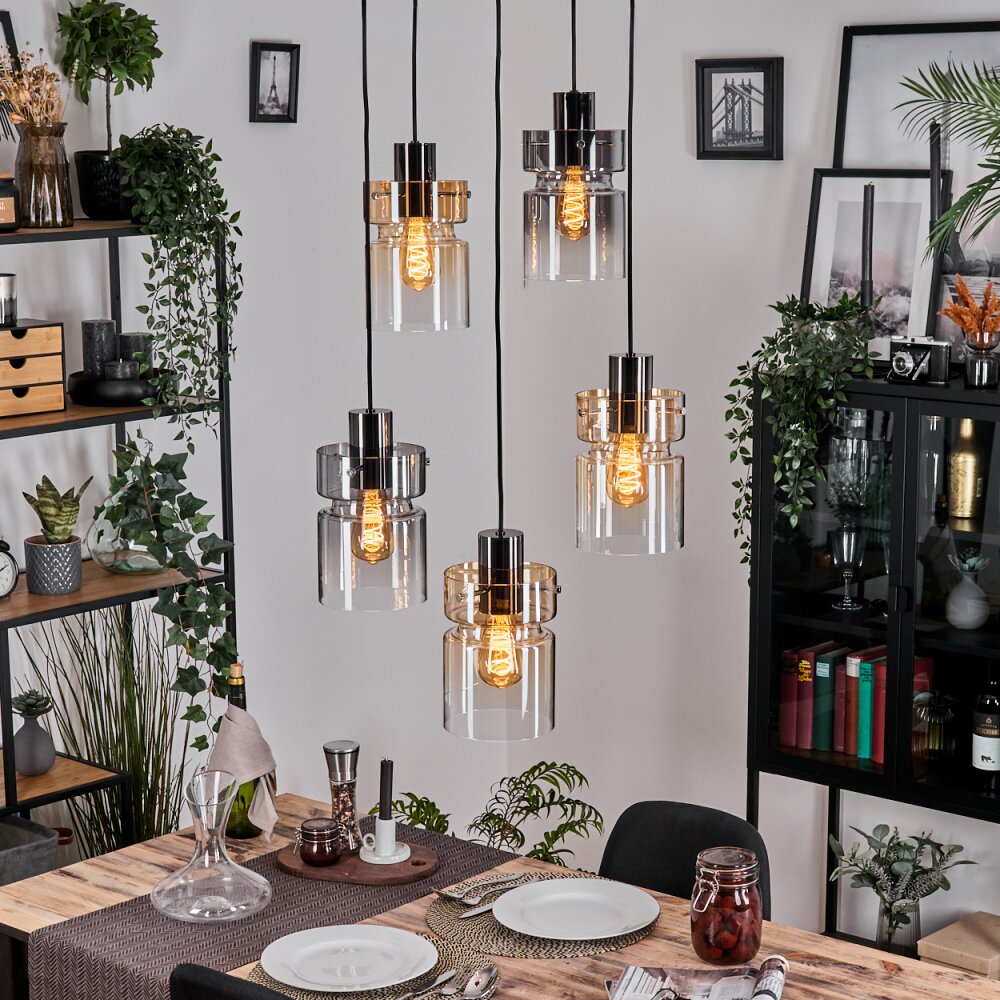 Hasvik Lámparas suspendidas, Lámparas colgantes Cromo, Negro, 5 luces main product photo