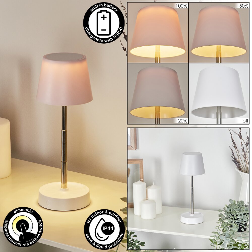 Amien Lámpara de mesa de exterior, Lámparas de mesa LED Plata, Blanca, 1 luz main product photo