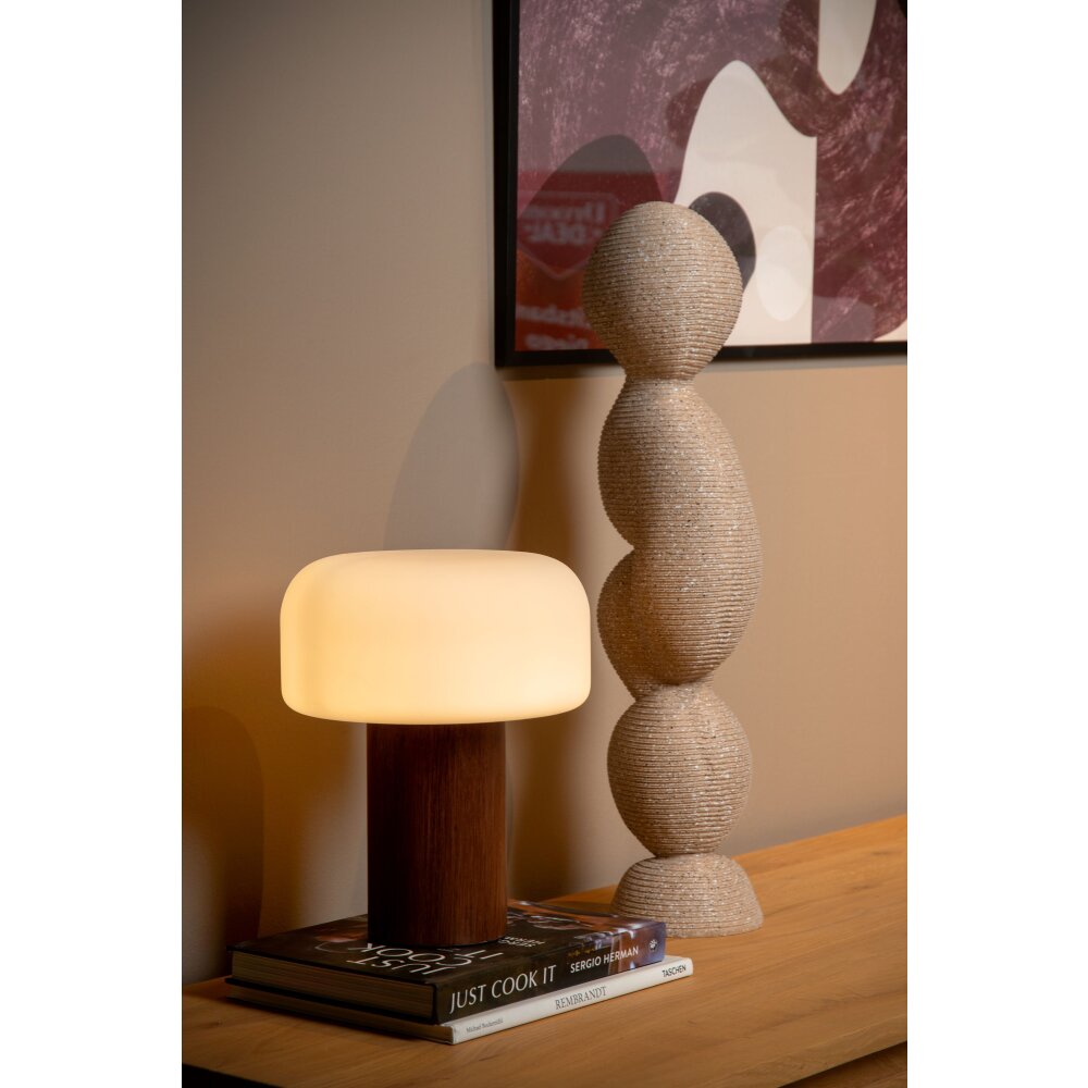 Lámparas Lucide KENAN Lámparas de mesa Madera oscura, 1 luz main product photo